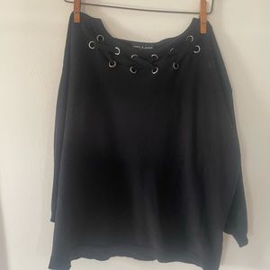 Cable and Gauge lightweight black sweater. Size Large.